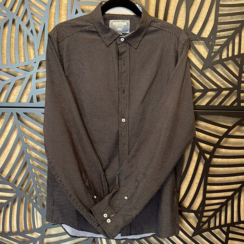 Heritage Report Collection Long Sleeve Poly Stretch Diamond Print Shirt